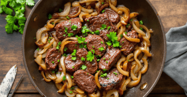 Beef Liver and Onions in a pan