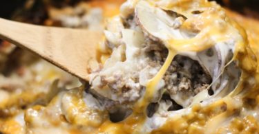 CROCKPOT BEEFY POTATO TACO CASSEROLE