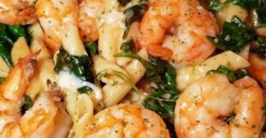 CHEESE SHRIMP PENNE PASTA & SPINACH