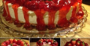 Strawberry Shortcake Crunch Cake with Cream Cheese Frosting