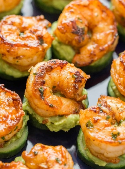 Avocado Cucumber Shrimp Appetizers - Easy Recipes