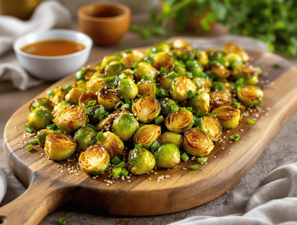 Honey Garlic Roasted Brussels Sprouts