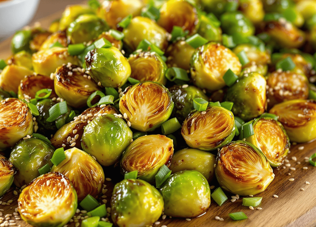 Honey Garlic Roasted Brussels Sprouts