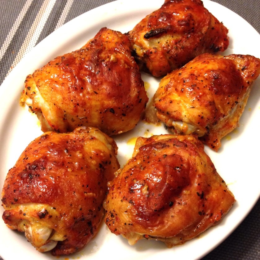 Image of baked chicken thighs on a plate