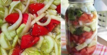 Marinated cucumber, onion and tomato salad