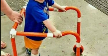 The insurance company may or may not pay for their little boy’s walker, but this little guy is lucky!