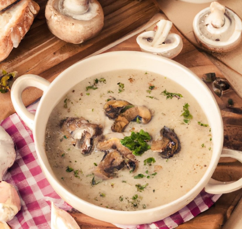 This Garlic Mushroom Soup recipe is perfect for cold winter days. Made with sliced mushrooms, minced garlic, chicken or vegetable broth, heavy cream, butter, and olive oil, it's rich, earthy, and comforting. Perfectly seasoned with salt and pepper, it can be garnished with fresh parsley for added flavor. The recipe is easy to follow, and it's a great way to showcase the earthy, umami flavor of mushrooms. You can also make it vegan by using vegetable broth and replace heavy cream with coconut milk. This recipe is a great starter for a dinner party or a comforting lunch on a cold winter day. It's a simple recipe but one that is filled with love, memories, and warmth. The nutrition facts per serving are 300 calories, 25 grams of fat, and 7 grams of protein. You can store it for 3-4 days in the refrigerator, leftovers can be reheated on the stove or in the microwave, and it's best served hot, garnished with chopped parsley.