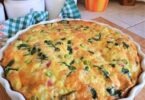CRUSTLESS BAKED QUICHE WITH SPINACH CARROTS SPRING ONIONS AND CHEESE
