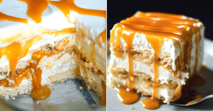 Ritz Cracker Salted Caramel Icebox Cake