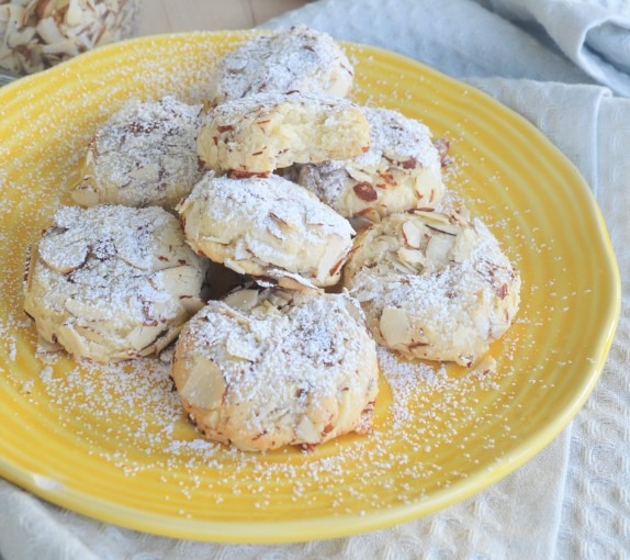 Various names are used for these Italian almond cookies, such as Ricciarelli in Tuscany, where they are a winter specialty.