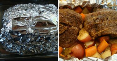 This Chuck Roast in Foil is a classic, comforting dish perfect for a hearty family meal. Slow-cooked in its own juices with aromatic vegetables and a rich blend of spices, this roast comes out tender and full of flavor. The technique of wrapping the roast in foil seals in the moisture, ensuring that every bite is succulent. It's a time-honored recipe that harks back to the days of Sunday dinners at grandma's house, where the whole family would gather around the table, eager to dig into this flavorful roast. Why You’ll Love This Recipe Ease of Preparation: The recipe requires minimal prep work, making it perfect for busy weeknights or lazy Sundays. Flavorful: The slow-cooking method combined with the foil wrap ensures that the beef and vegetables are infused with rich, deep flavors. Versatile: This recipe can be easily customized with different vegetables or spices, allowing you to adapt it to your family's tastes. Make-Ahead Friendly: The roast can be prepared in advance, making it an excellent option for meal planning. Variations Herb-Infused Roast: Add rosemary, thyme, or oregano to the spice rub for an aromatic twist. Root Vegetable Medley: Swap out the potatoes and carrots for parsnips, turnips, or sweet potatoes for a different flavor profile. Spicy Kick: Add a pinch of cayenne pepper or red pepper flakes to the spice mix for a hint of heat. Garlic Lover's Roast: Double the amount of garlic in the recipe for a more robust, garlicky flavor. Storage Refrigeration: Store any leftover chuck roast in an airtight container in the refrigerator for up to 3-4 days. Freezing: The cooked roast can be frozen in an airtight container or heavy-duty freezer bag for up to 3 months. Thaw in the refrigerator before reheating. Reheating: Reheat the roast in a covered dish in the oven at 325°F until warmed through, or microwave individual portions. Nutritional Info Serving Size: 1 portion (based on 6 servings) Calories: Approximately 450-500 calories Protein: 35g Fat: 30g (includes healthy fats from the beef) Carbohydrates: 10g (from the vegetables) Fiber: 3g Sodium: 500mg (varies based on seasoning) FAQ Can I use a different cut of beef? Yes, a brisket or rump roast can be used, though cooking times may vary. Do I have to use foil? While the foil helps to lock in moisture, you can use a covered roasting pan instead, though the texture might be slightly different. Can I make this in a slow cooker? Absolutely! Place the ingredients in a slow cooker and cook on low for 8-10 hours or until tender. Ingredients 3-4 lbs chuck roast 4 large carrots, peeled and cut into sticks 4-5 medium potatoes, quartered 2 stalks celery, chopped 1 large onion, sliced 3 cloves garlic, minced 2 tablespoons olive oil Salt and pepper to taste 1 teaspoon paprika 1 teaspoon dried thyme 1 teaspoon dried rosemary Heavy-duty aluminum foil Directions Preheat Oven: Preheat your oven to 350°F (175°C). Season the Roast: Rub the chuck roast with olive oil, salt, pepper, paprika, thyme, and rosemary. Prepare the Vegetables: Arrange the carrots, potatoes, celery, and onion on a large sheet of aluminum foil. Add the Roast: Place the seasoned roast on top of the vegetables. Wrap in Foil: Fold the aluminum foil over the roast and vegetables, sealing it tightly to prevent any steam from escaping. Cook: Place the foil-wrapped roast in a roasting pan and cook in the preheated oven for 3 to 3 ½ hours, or until the meat is tender. Rest and Serve: Remove from the oven and let it rest for 10 minutes before slicing and serving with the roasted vegetables. Printable Recipe You can print this recipe for easy reference by clicking here. Conclusion This Chuck Roast in Foil is more than just a meal—it's a culinary experience. Whether you're preparing it for a family gathering or a cozy dinner at home, it's sure to become a favorite in your recipe rotation. The tenderness of the beef combined with the flavorful vegetables makes every bite satisfying and heartwarming. Sources and References For more about the benefits of slow-cooking, check out this link. Learn about different cuts of beef and how they cook here. Explore variations on traditional roasts in this guide.