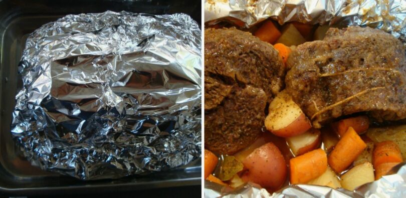 This Chuck Roast in Foil is a classic, comforting dish perfect for a hearty family meal. Slow-cooked in its own juices with aromatic vegetables and a rich blend of spices, this roast comes out tender and full of flavor. The technique of wrapping the roast in foil seals in the moisture, ensuring that every bite is succulent. It's a time-honored recipe that harks back to the days of Sunday dinners at grandma's house, where the whole family would gather around the table, eager to dig into this flavorful roast. Why You’ll Love This Recipe Ease of Preparation: The recipe requires minimal prep work, making it perfect for busy weeknights or lazy Sundays. Flavorful: The slow-cooking method combined with the foil wrap ensures that the beef and vegetables are infused with rich, deep flavors. Versatile: This recipe can be easily customized with different vegetables or spices, allowing you to adapt it to your family's tastes. Make-Ahead Friendly: The roast can be prepared in advance, making it an excellent option for meal planning. Variations Herb-Infused Roast: Add rosemary, thyme, or oregano to the spice rub for an aromatic twist. Root Vegetable Medley: Swap out the potatoes and carrots for parsnips, turnips, or sweet potatoes for a different flavor profile. Spicy Kick: Add a pinch of cayenne pepper or red pepper flakes to the spice mix for a hint of heat. Garlic Lover's Roast: Double the amount of garlic in the recipe for a more robust, garlicky flavor. Storage Refrigeration: Store any leftover chuck roast in an airtight container in the refrigerator for up to 3-4 days. Freezing: The cooked roast can be frozen in an airtight container or heavy-duty freezer bag for up to 3 months. Thaw in the refrigerator before reheating. Reheating: Reheat the roast in a covered dish in the oven at 325°F until warmed through, or microwave individual portions. Nutritional Info Serving Size: 1 portion (based on 6 servings) Calories: Approximately 450-500 calories Protein: 35g Fat: 30g (includes healthy fats from the beef) Carbohydrates: 10g (from the vegetables) Fiber: 3g Sodium: 500mg (varies based on seasoning) FAQ Can I use a different cut of beef? Yes, a brisket or rump roast can be used, though cooking times may vary. Do I have to use foil? While the foil helps to lock in moisture, you can use a covered roasting pan instead, though the texture might be slightly different. Can I make this in a slow cooker? Absolutely! Place the ingredients in a slow cooker and cook on low for 8-10 hours or until tender. Ingredients 3-4 lbs chuck roast 4 large carrots, peeled and cut into sticks 4-5 medium potatoes, quartered 2 stalks celery, chopped 1 large onion, sliced 3 cloves garlic, minced 2 tablespoons olive oil Salt and pepper to taste 1 teaspoon paprika 1 teaspoon dried thyme 1 teaspoon dried rosemary Heavy-duty aluminum foil Directions Preheat Oven: Preheat your oven to 350°F (175°C). Season the Roast: Rub the chuck roast with olive oil, salt, pepper, paprika, thyme, and rosemary. Prepare the Vegetables: Arrange the carrots, potatoes, celery, and onion on a large sheet of aluminum foil. Add the Roast: Place the seasoned roast on top of the vegetables. Wrap in Foil: Fold the aluminum foil over the roast and vegetables, sealing it tightly to prevent any steam from escaping. Cook: Place the foil-wrapped roast in a roasting pan and cook in the preheated oven for 3 to 3 ½ hours, or until the meat is tender. Rest and Serve: Remove from the oven and let it rest for 10 minutes before slicing and serving with the roasted vegetables. Printable Recipe You can print this recipe for easy reference by clicking here. Conclusion This Chuck Roast in Foil is more than just a meal—it's a culinary experience. Whether you're preparing it for a family gathering or a cozy dinner at home, it's sure to become a favorite in your recipe rotation. The tenderness of the beef combined with the flavorful vegetables makes every bite satisfying and heartwarming. Sources and References For more about the benefits of slow-cooking, check out this link. Learn about different cuts of beef and how they cook here. Explore variations on traditional roasts in this guide.