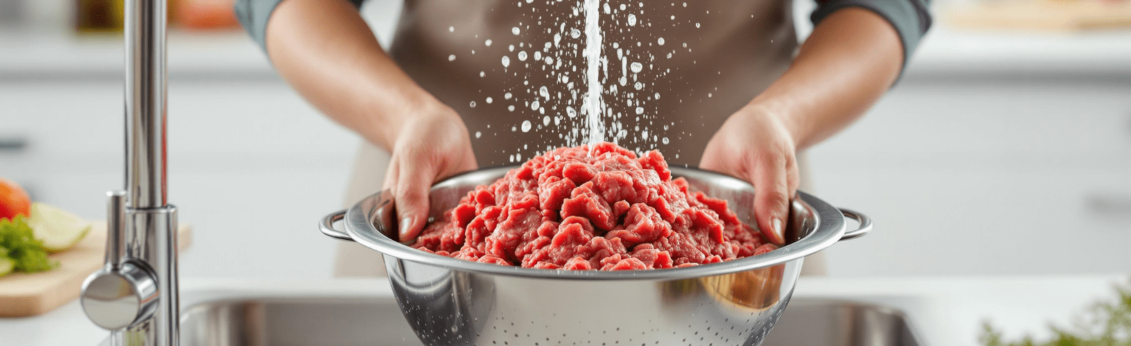 Wash ground meat