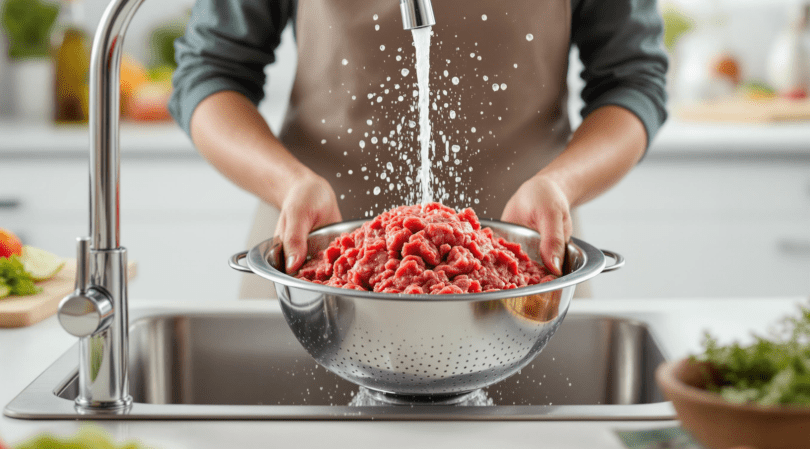 Wash ground meat