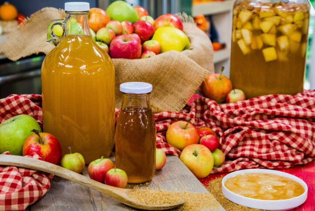 Homemade apple cider vinegar fermentation