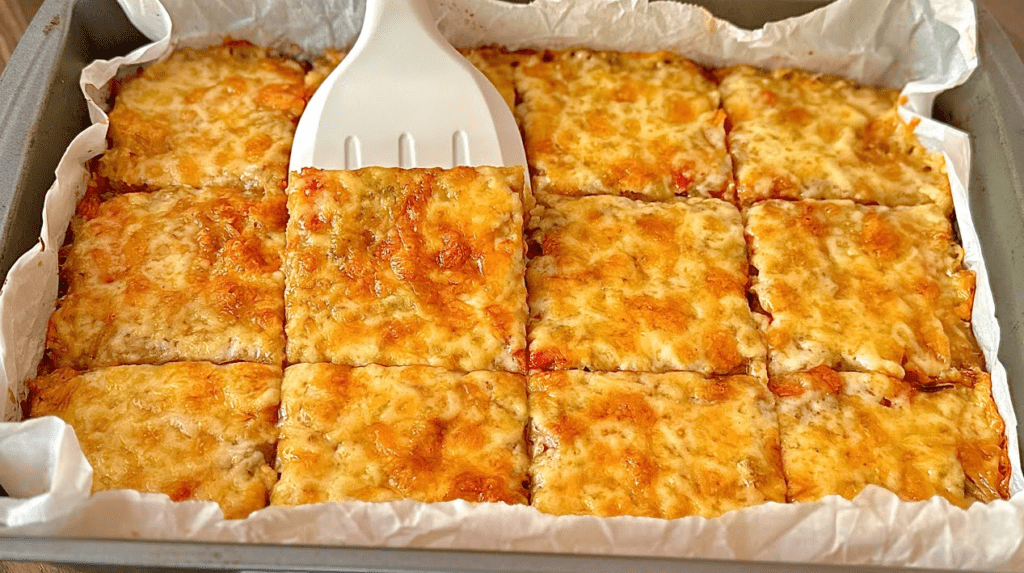 oven-baked cheesy potato pancakes in sheet pan