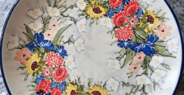 UNIKAT-5163 Polish Ceramic Plate with Floral Design